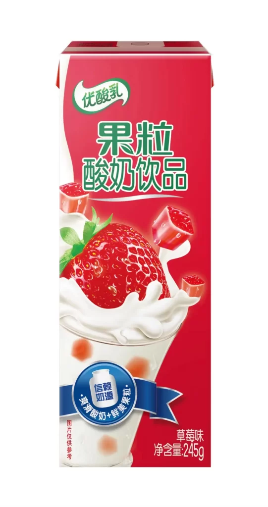 Yili yousuanru packaging front yogurt strawberry 245g