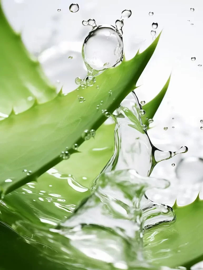 aloe water drop spray close up