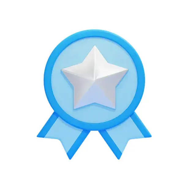 badge blue 3D cartoon C4D medal