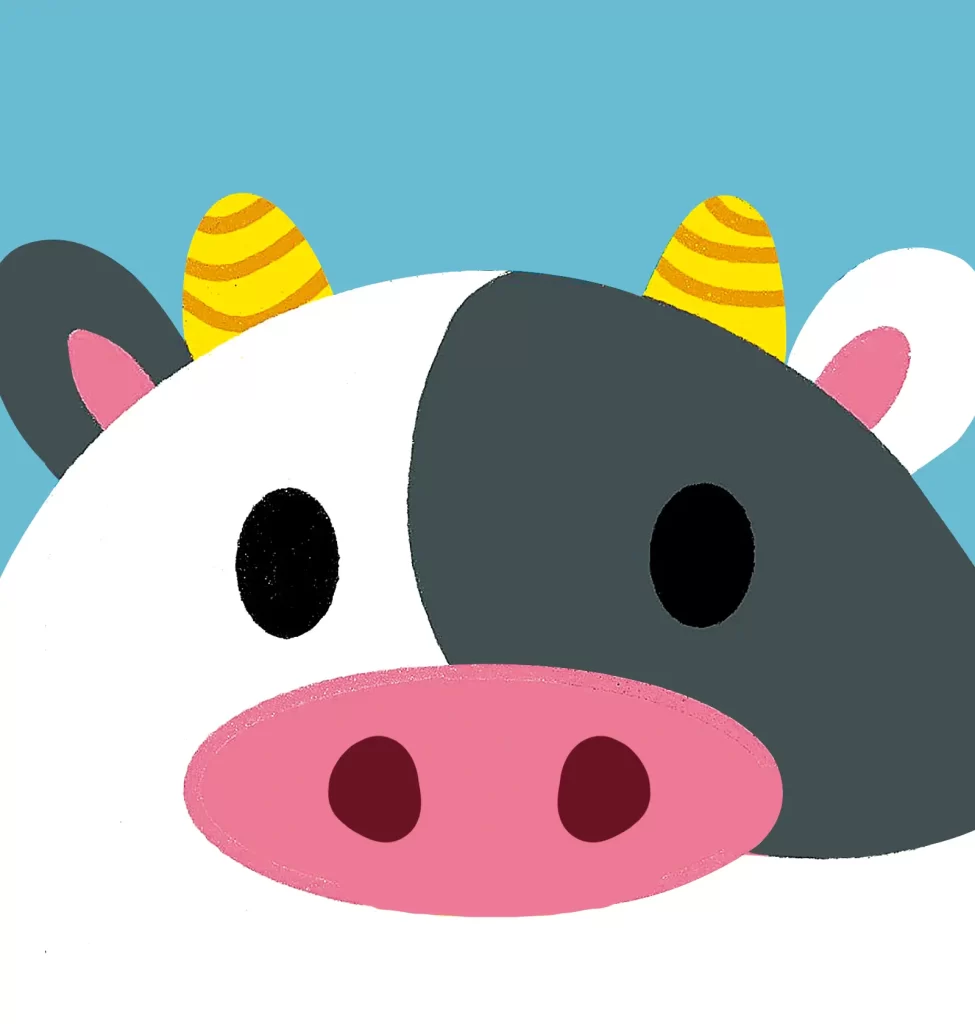 cute cartoon cow face head illustration
