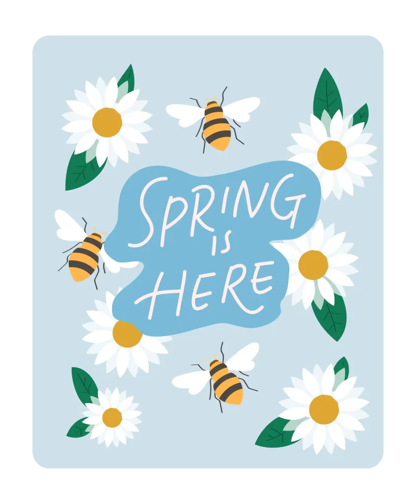 flower bee Spring is here vector illustration