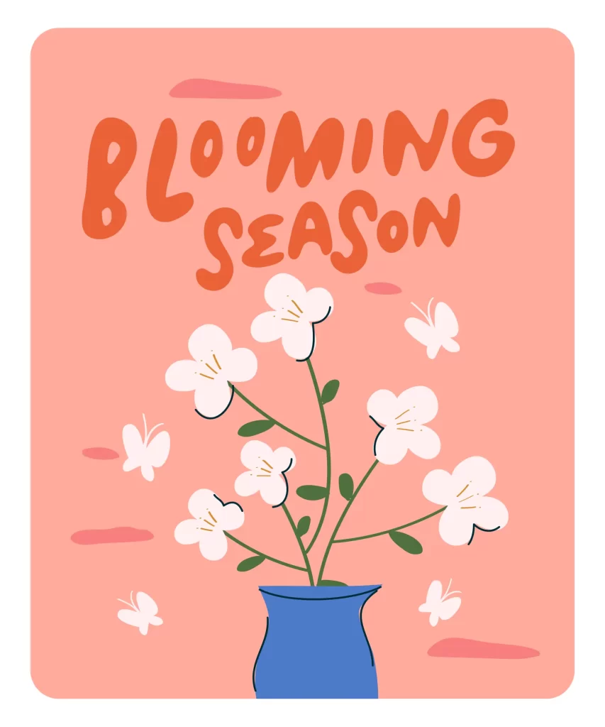 spring flower blooming season vase vector illustration