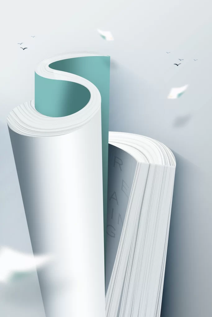 reading day book mountain road illustration