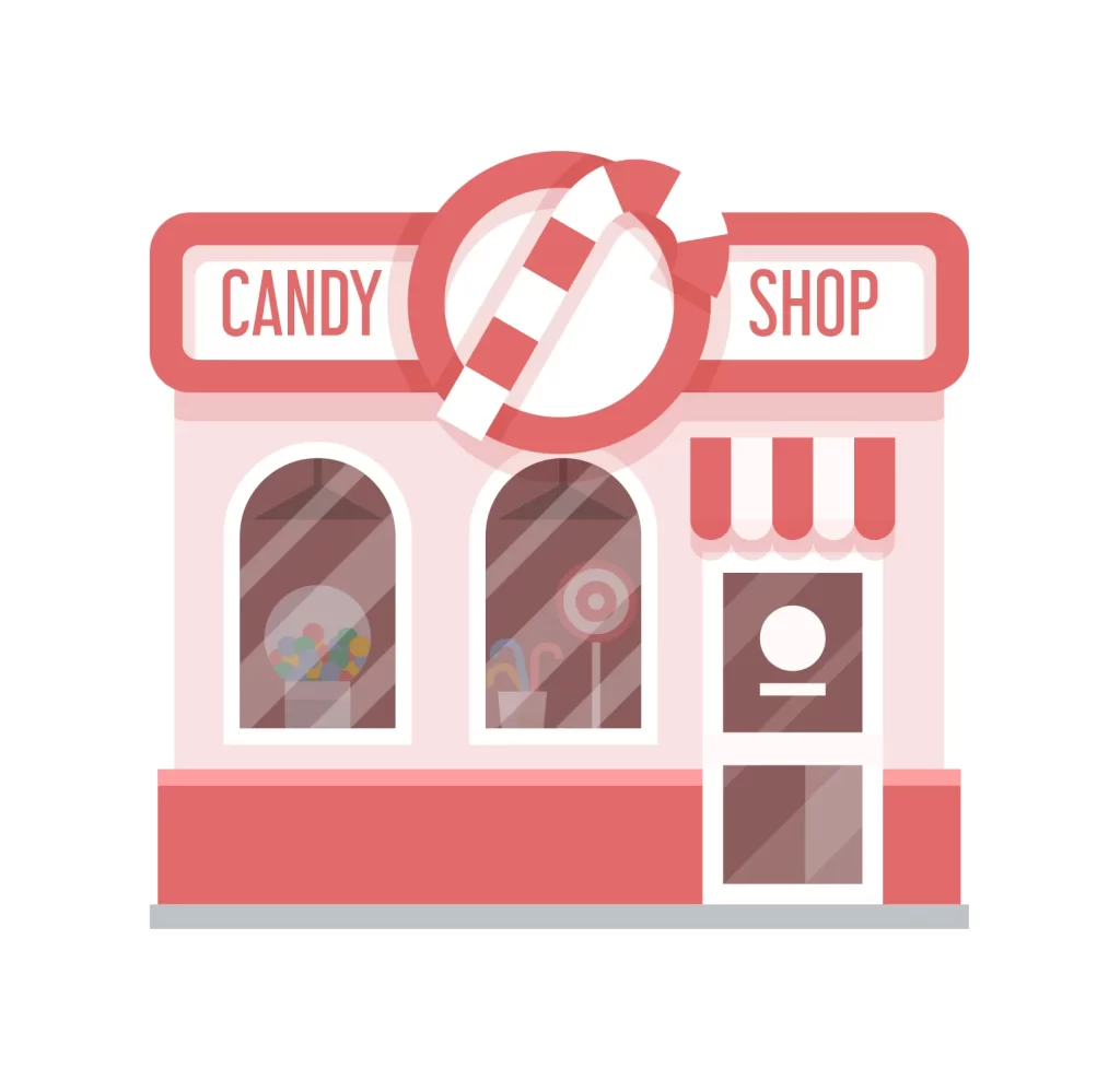 Candy shop facade vector illustration