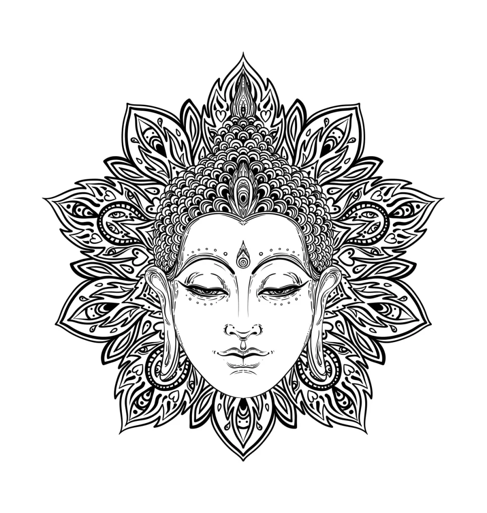 Thailand Buddha face front vector illustration