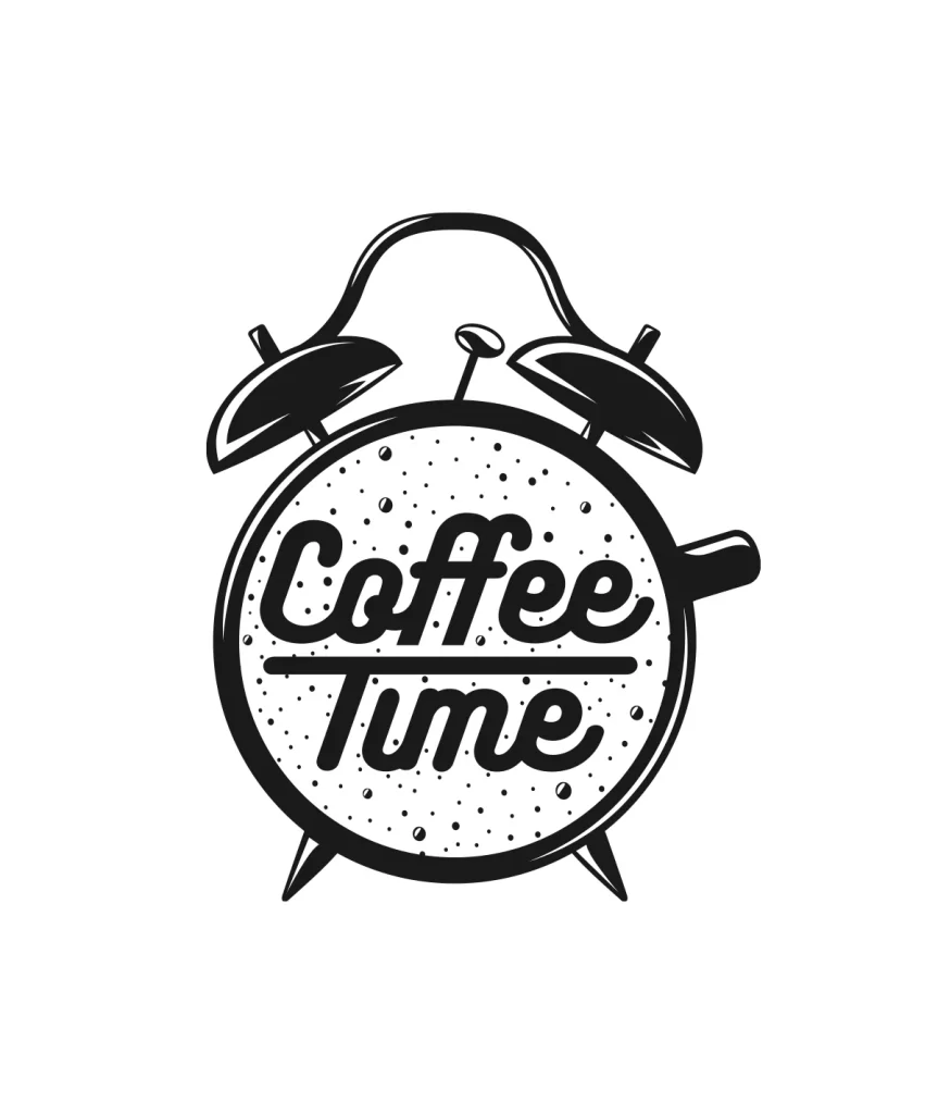 coffee time alarm clock vector logo illustration