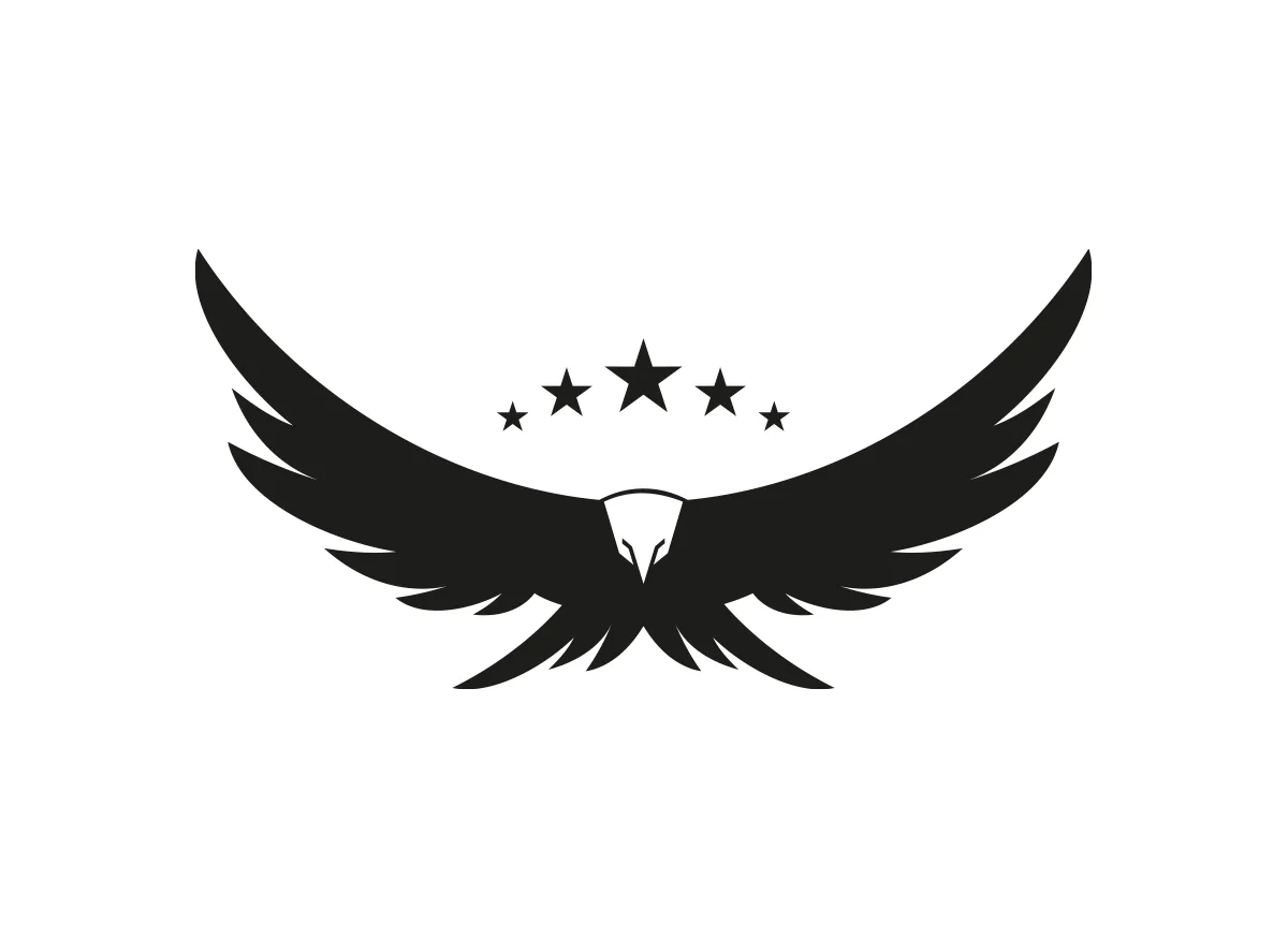 Eagle Wings Star Design black and white eagle vector logo