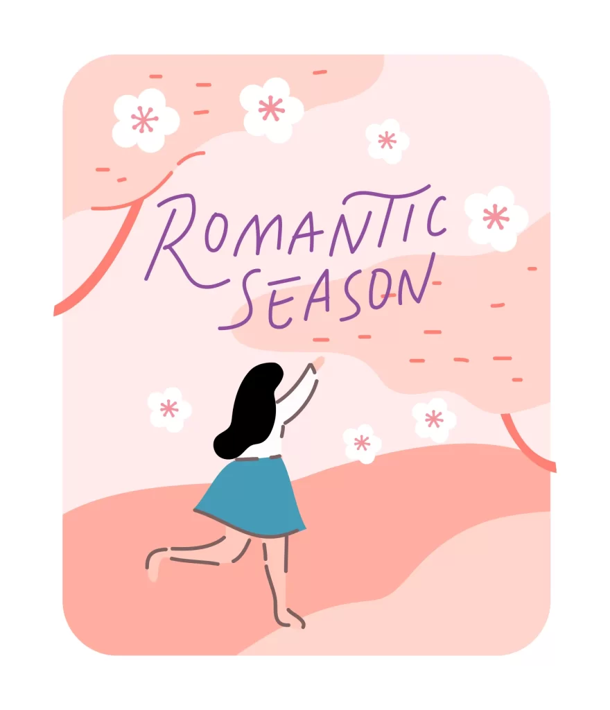 girl sakura Romantic Season vector illustration