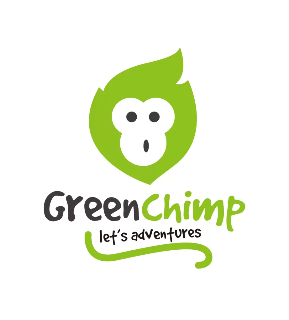 green leaf Chimp monkey vector logo
