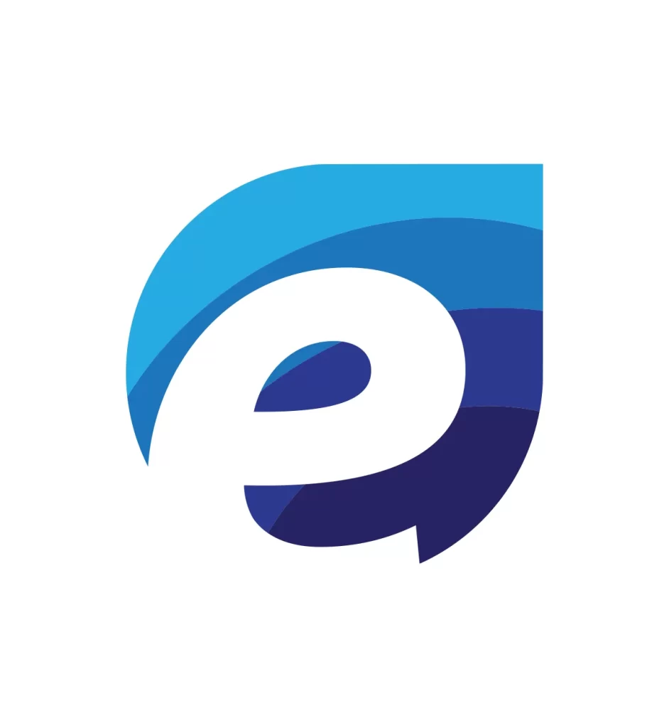 letter E blue vector logo
