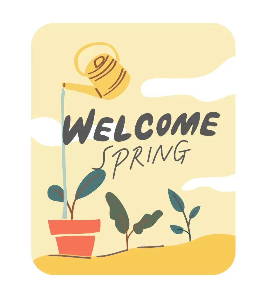 watering water flower spring plant vector illustration