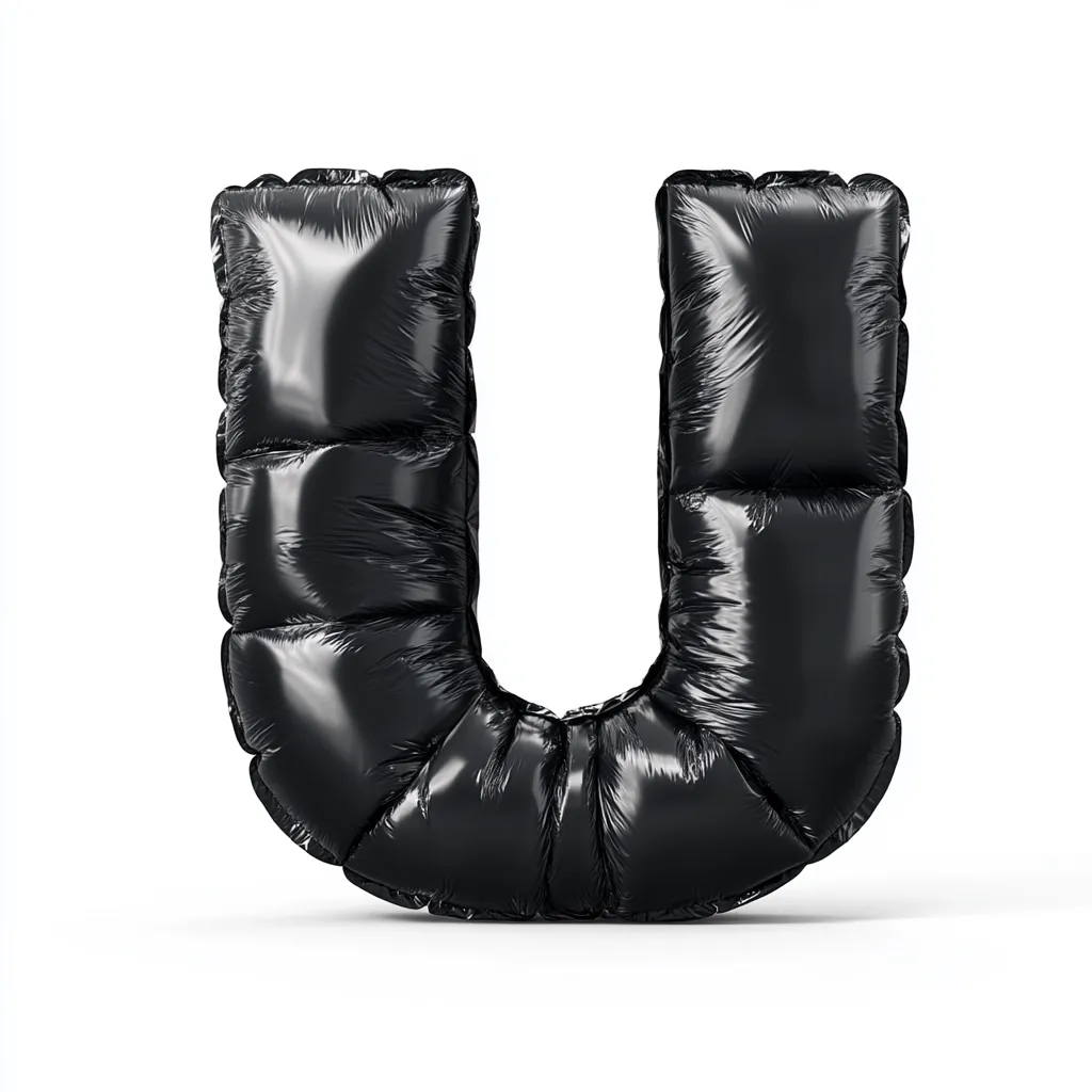 U letter black inflated balloon 3D photography