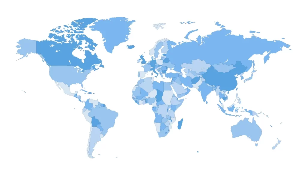 World map blue vector illustration