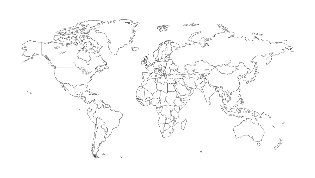 World map vector illustration outline lines