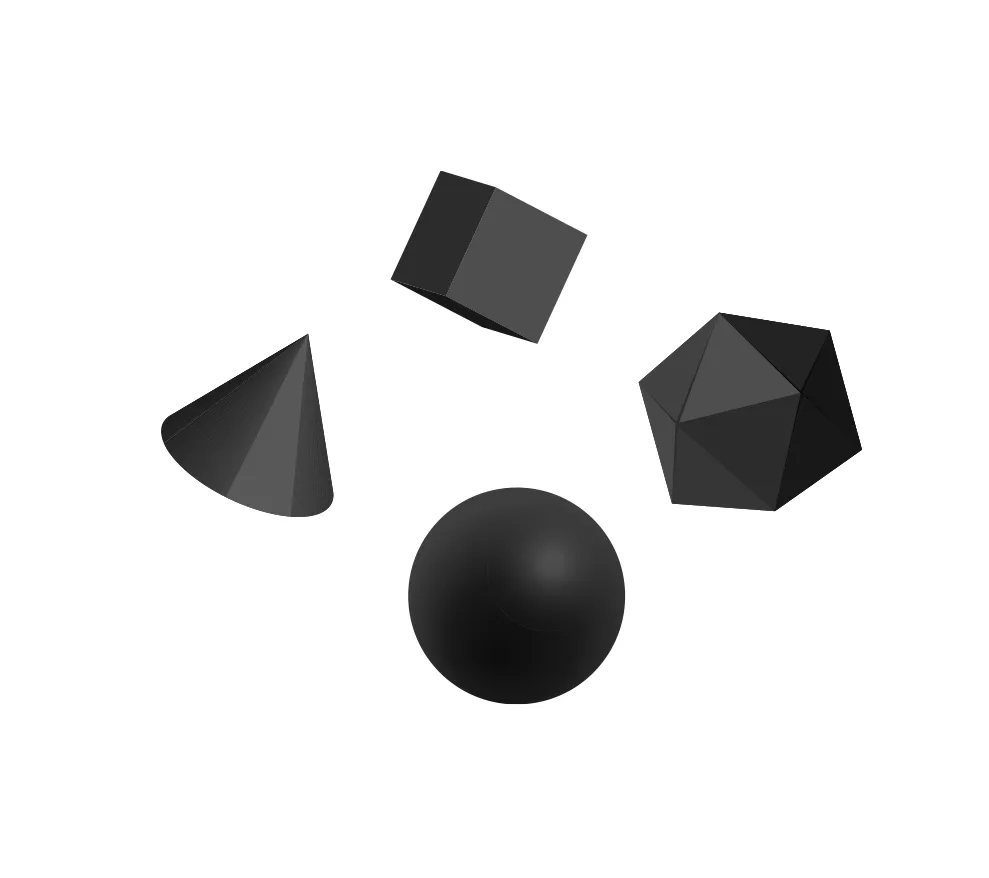 black geometry vector illustration cube sphere cone polyhedron