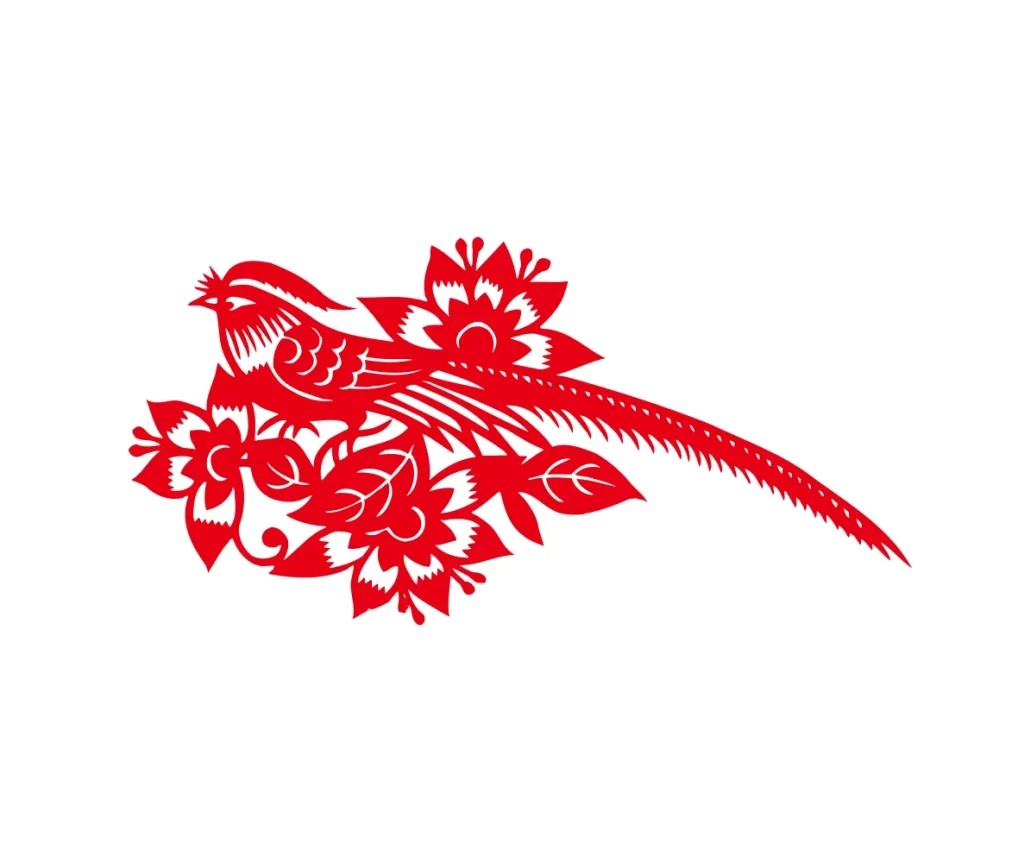 chrysolophus paper cutting bird vector illustration