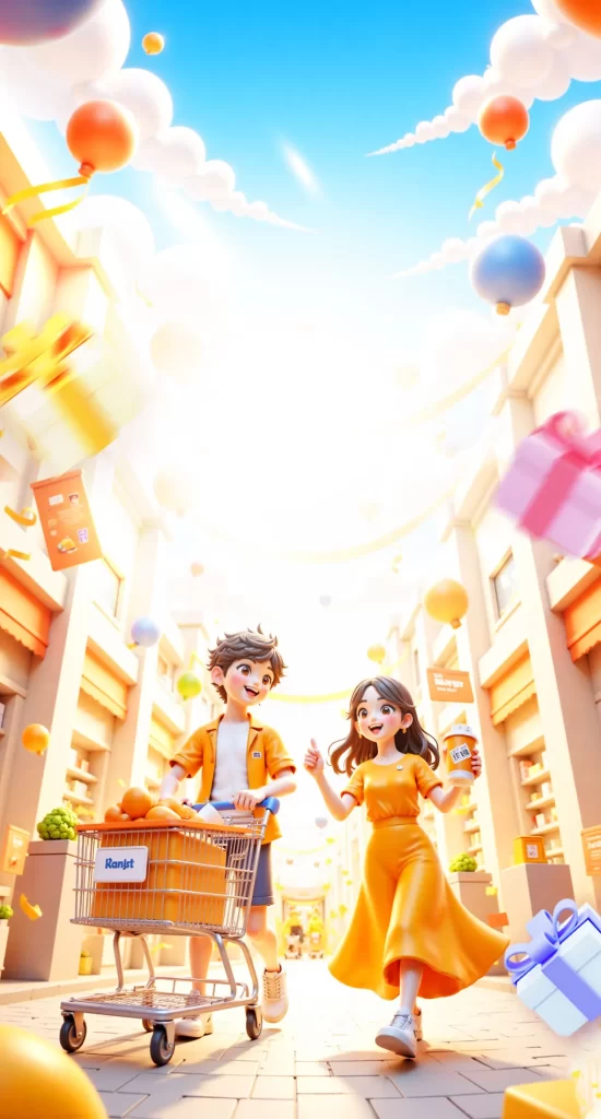3D cartoon shopping sale