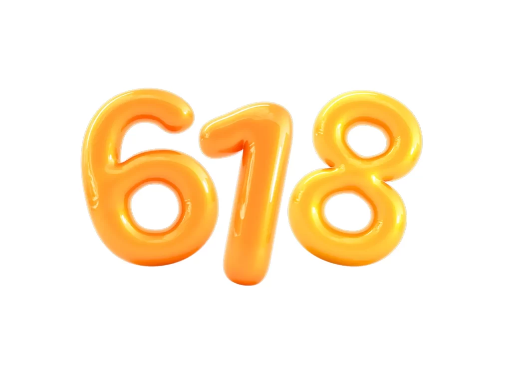618 number 3D typography PSD