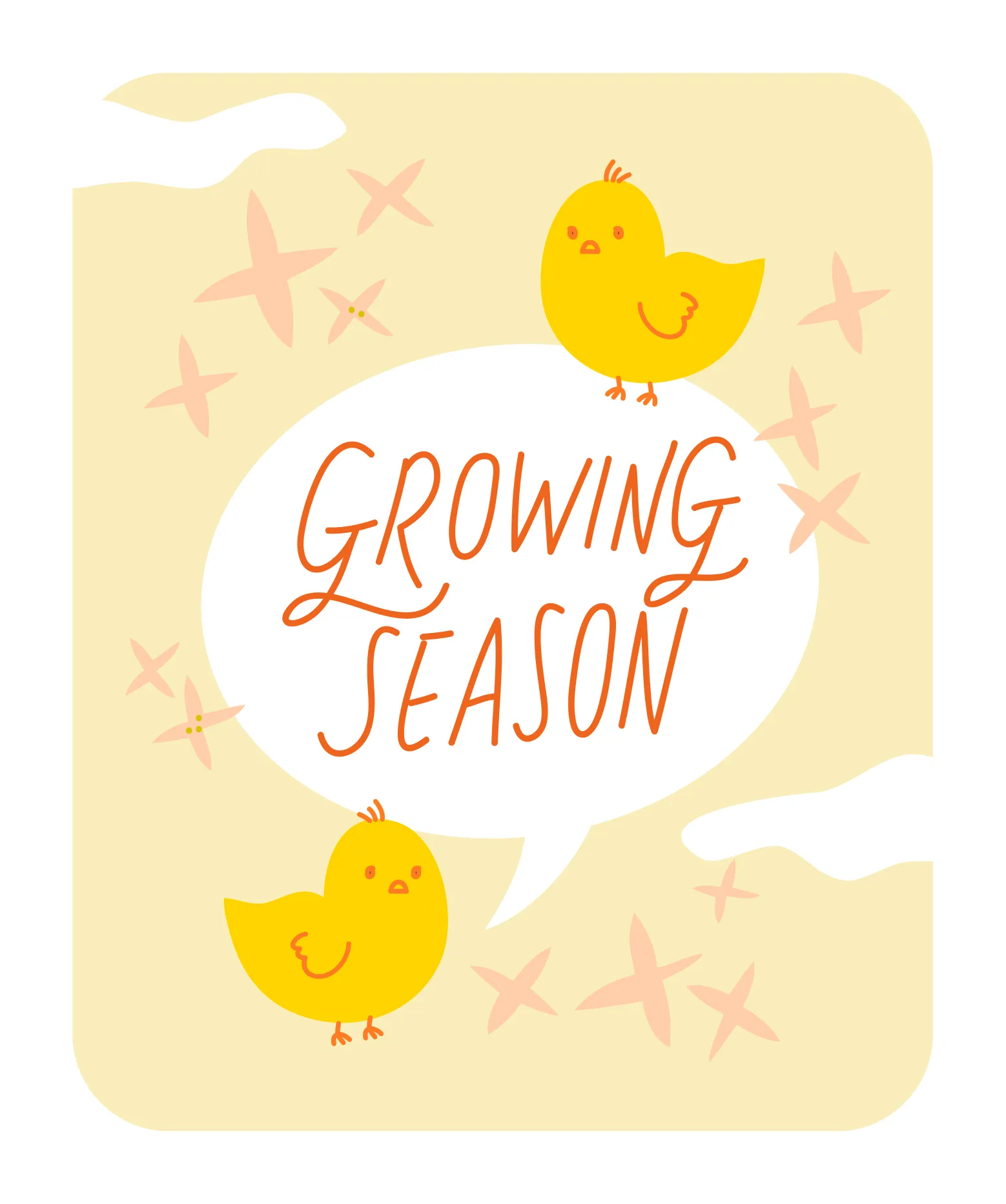 Growing season cute chicks on yellow background vector illustration