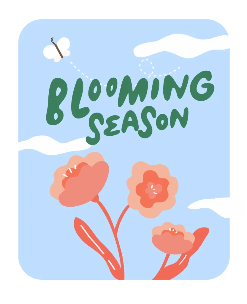 spring flower blooming season Butterfly vector illustration