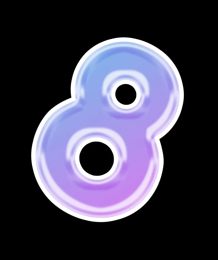 number 8 3D psd