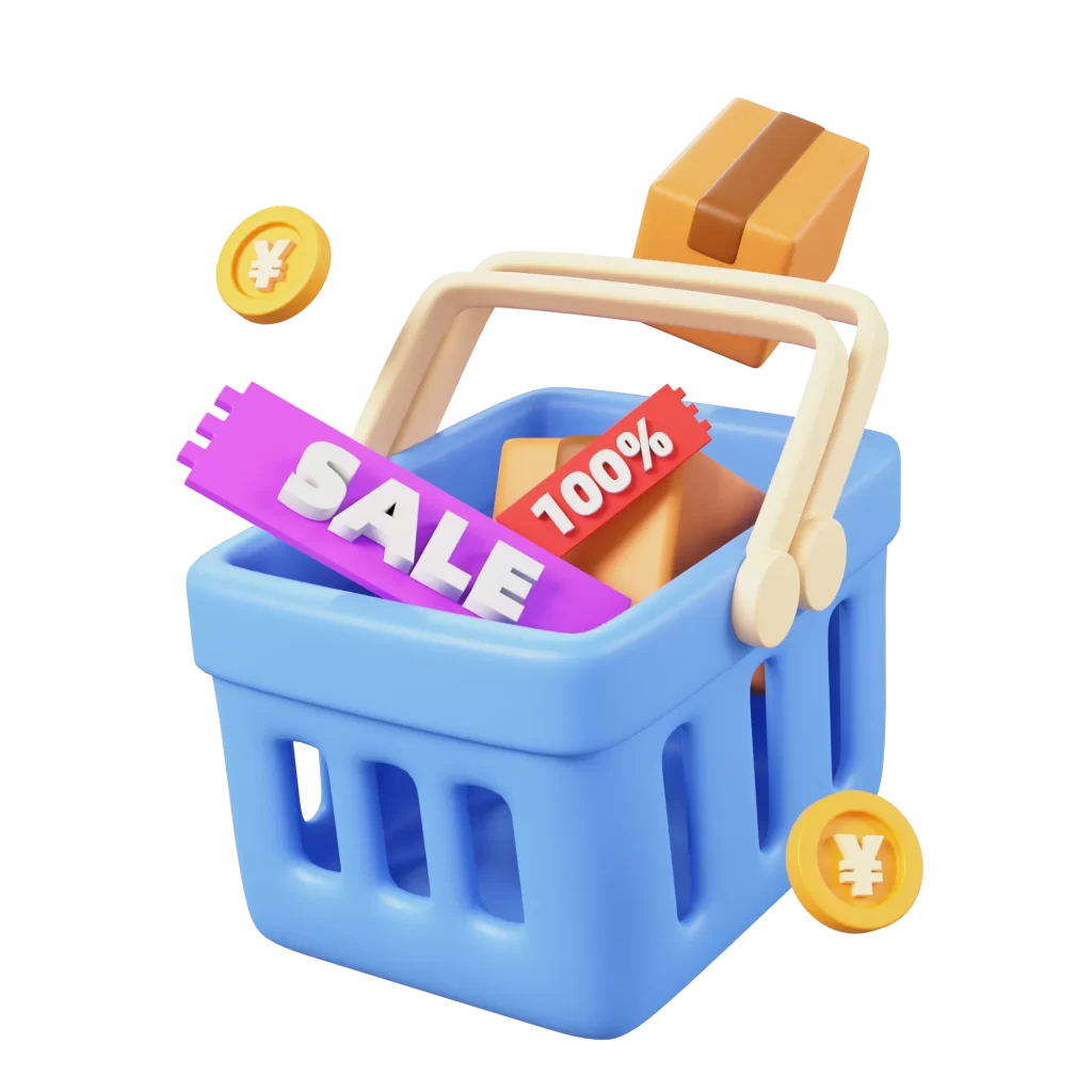 shopping basket icon sale 3D