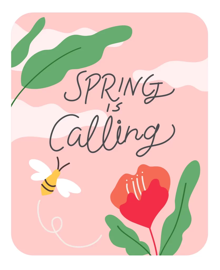 spring flower bee vector illustration