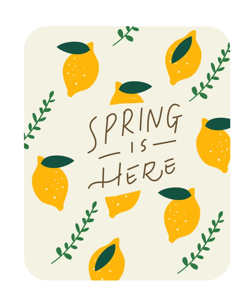 spring is here lemon leaves vector illustration