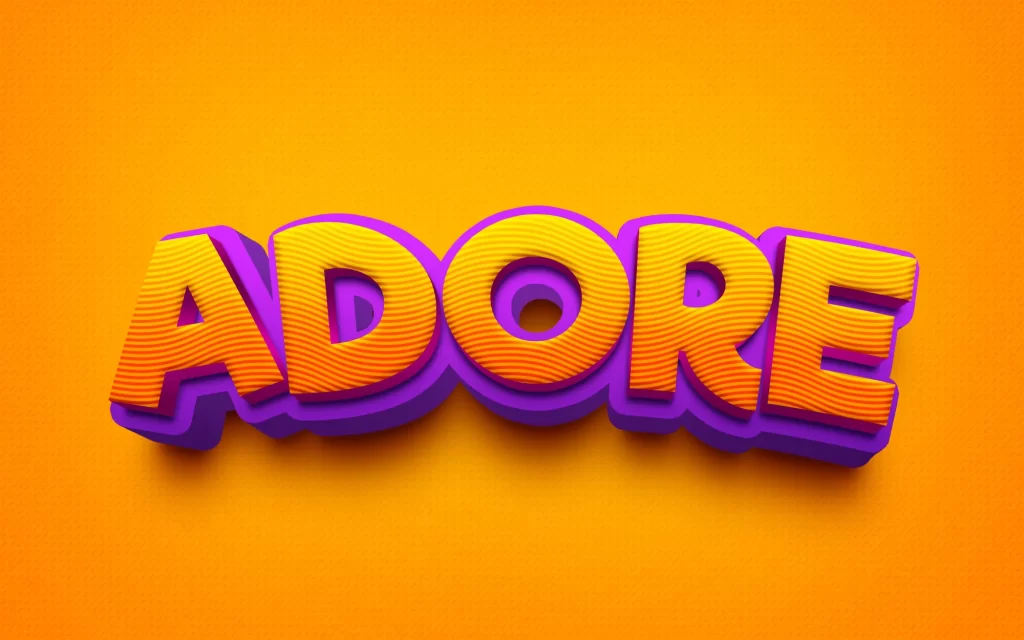 3D effect text word PSD