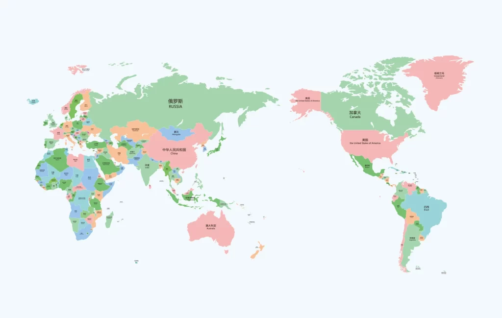 World map vector name country