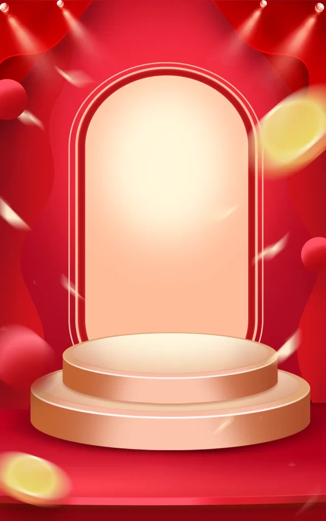 background red e-commerce 3D stage