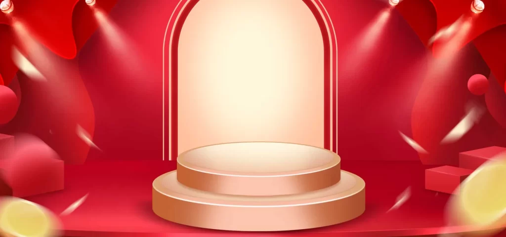 background red e-commerce 3D stage PSD