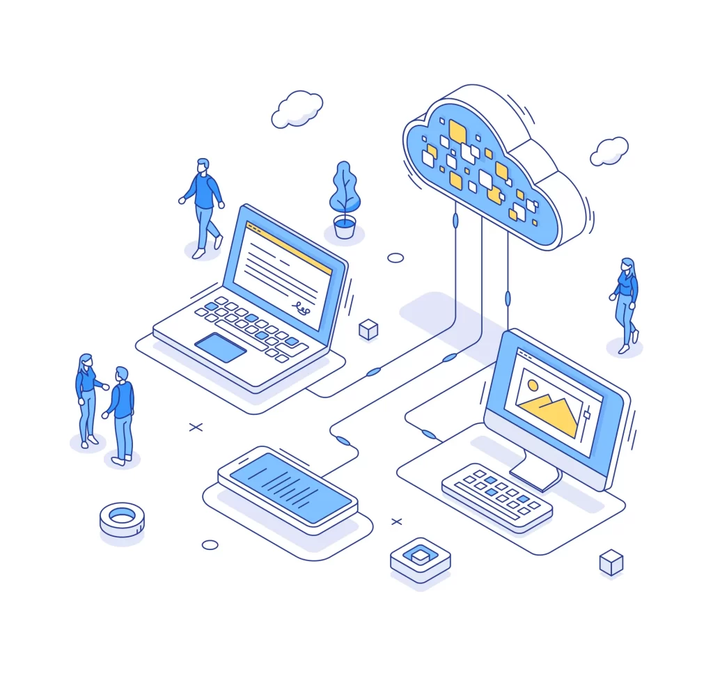 computer cloud phone laptop vector illustration work multiple device file