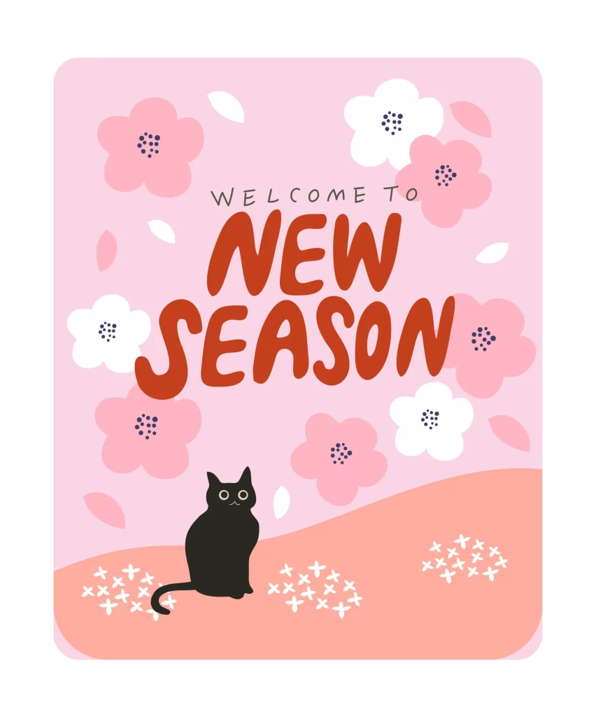 flower background cat pink vector illustration