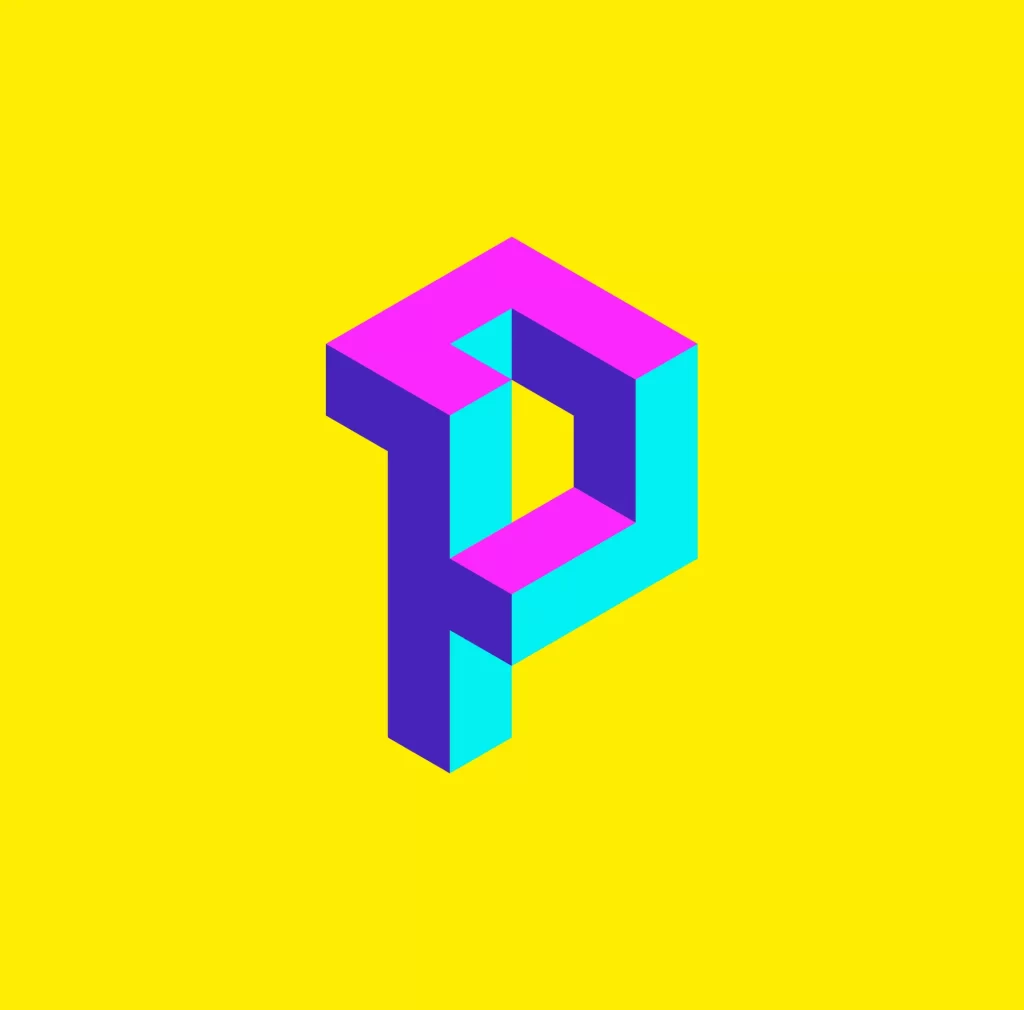letter P 3D typography logo vector