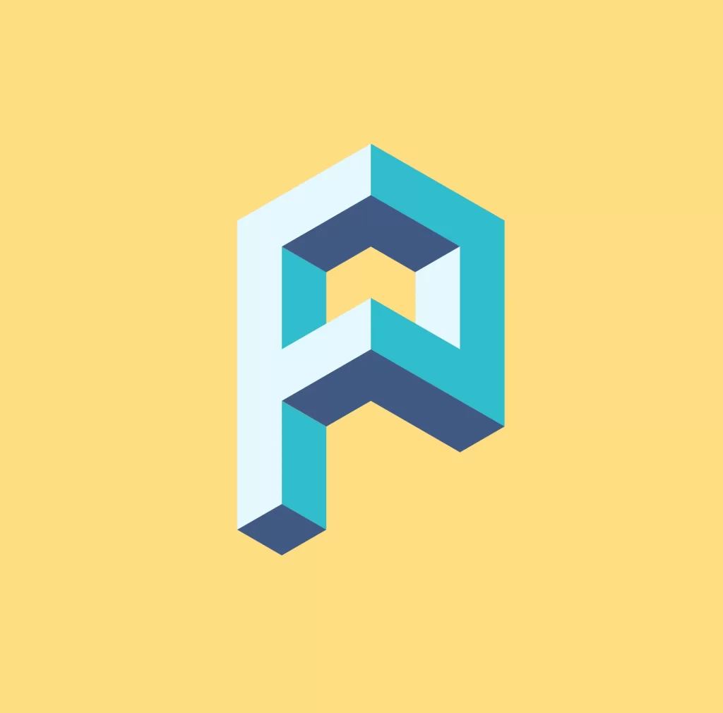 letter P vector typography logo 3D