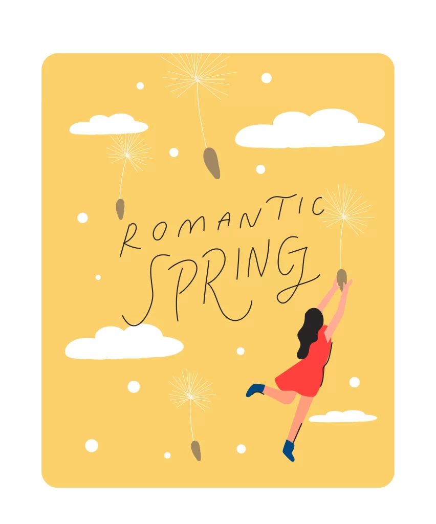 romantic vector illustration sky cloud dandelion