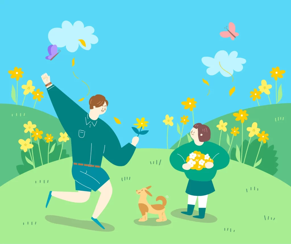 spring outdoor flower vector illustration outing