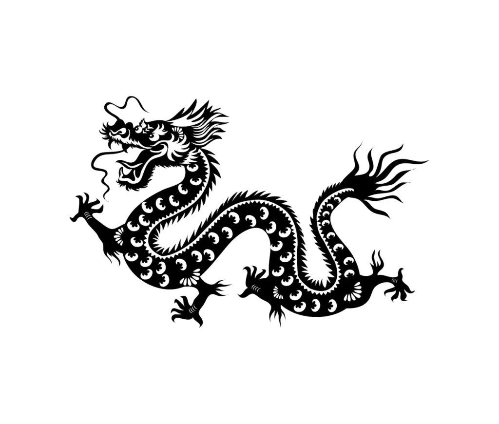 Chinese dragon paper cut cutting vector loong