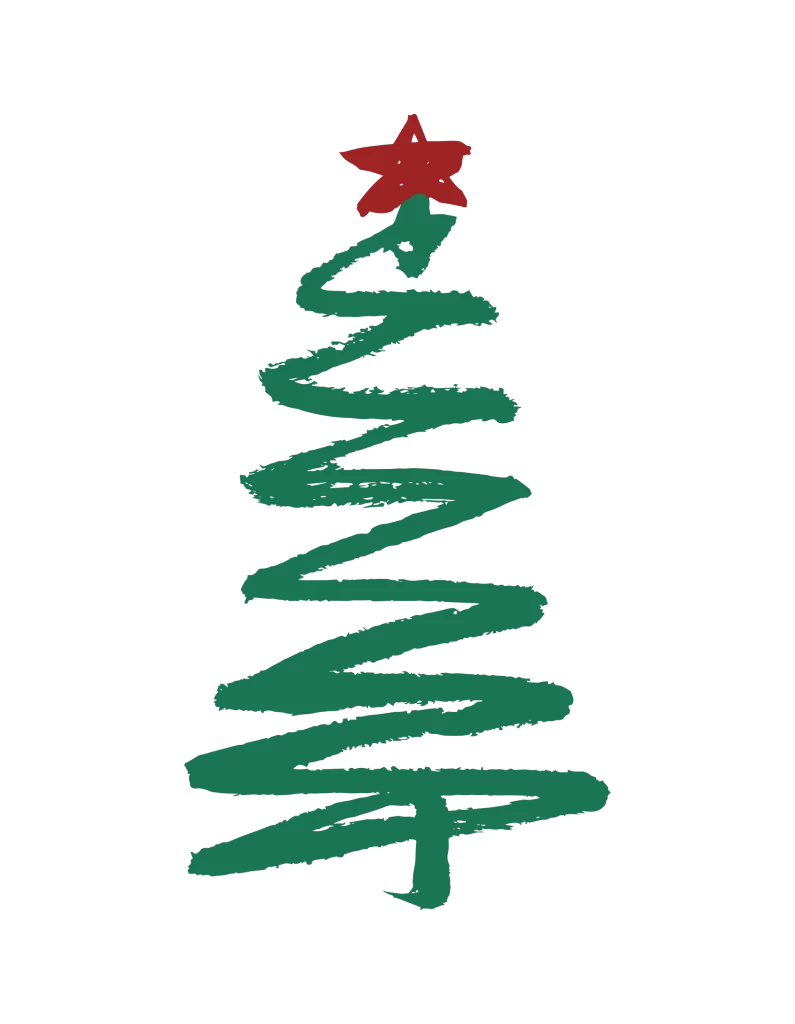 Christmas tree Hand drawn vector illustration
