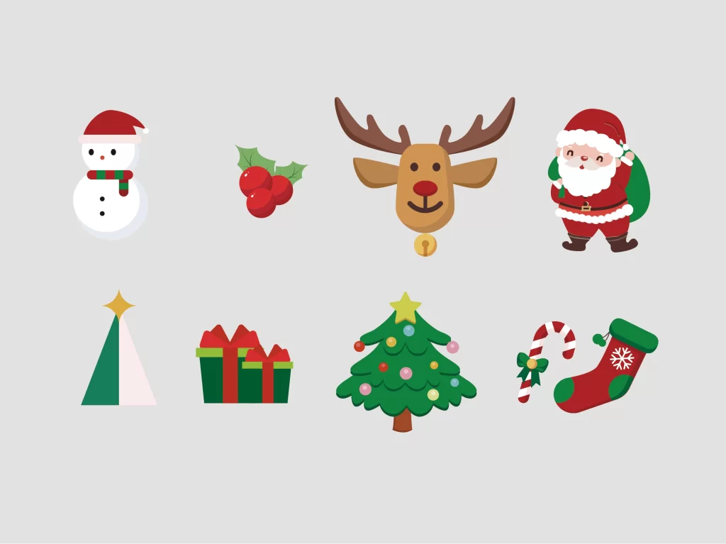 Christmas tree Santa Claus snowman deer