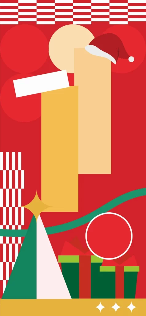 Christmas tree Santa cartoon vector illustration background