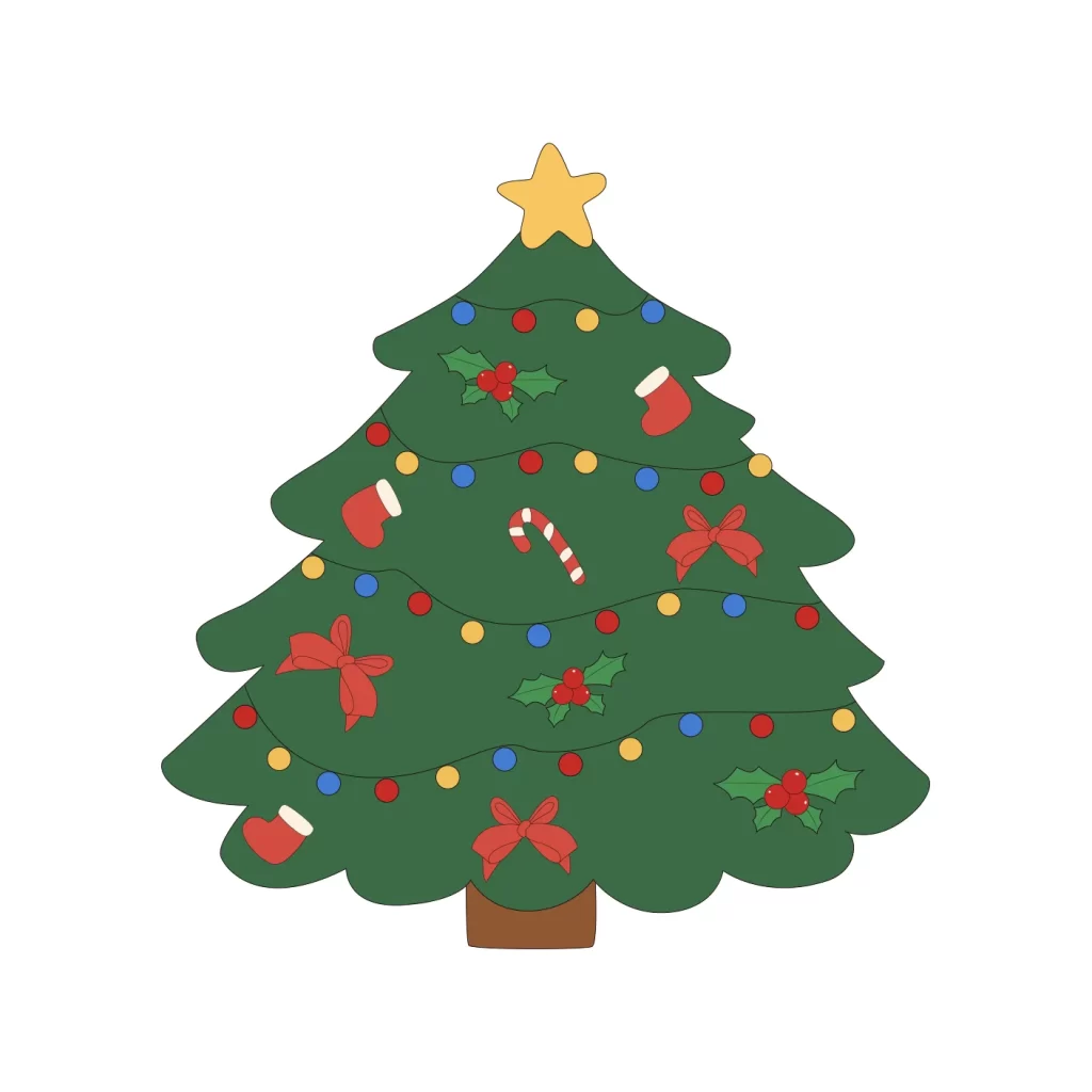 Christmas tree cartoon vector illustration