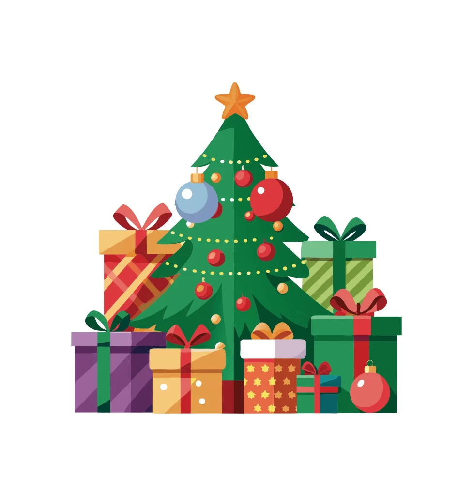 Christmas tree gift box vector illustration