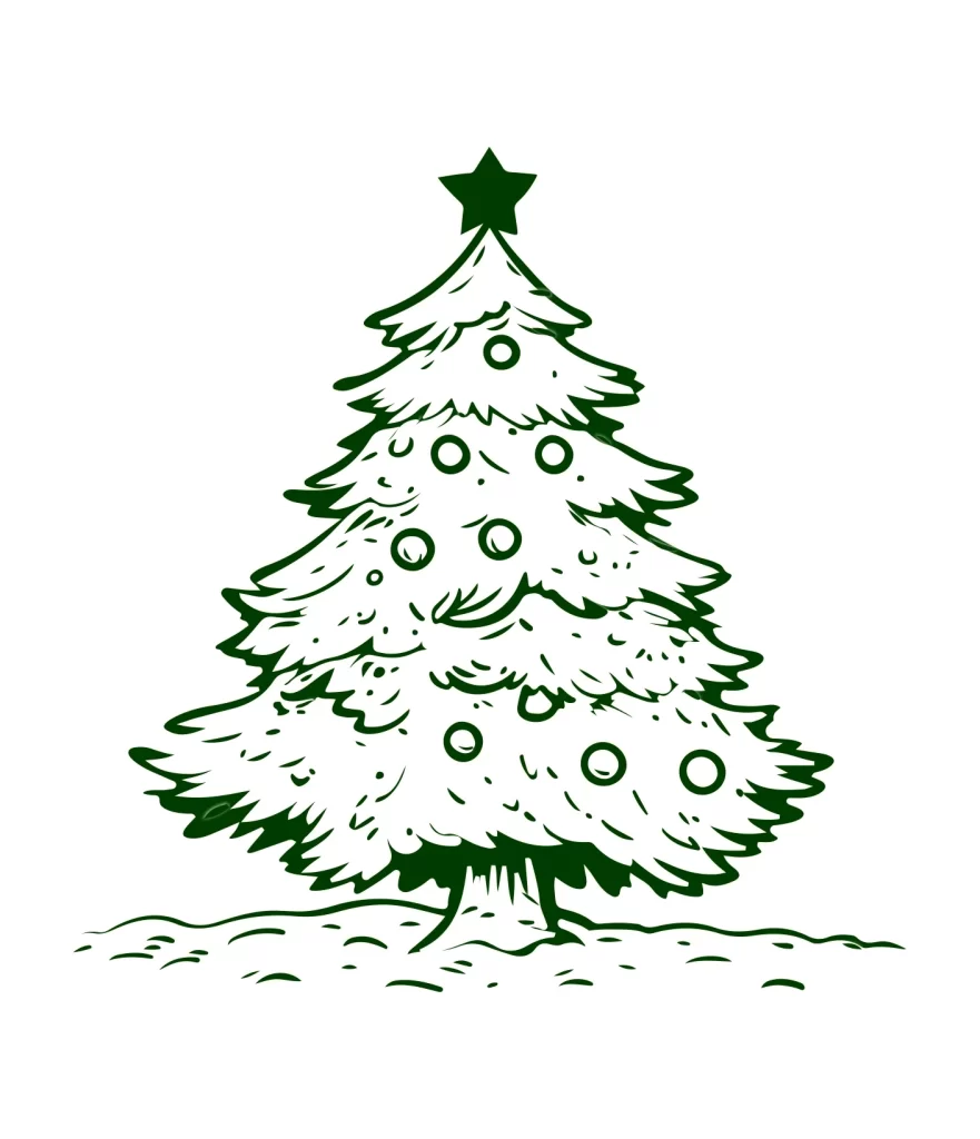 Christmas tree lines vector illustration