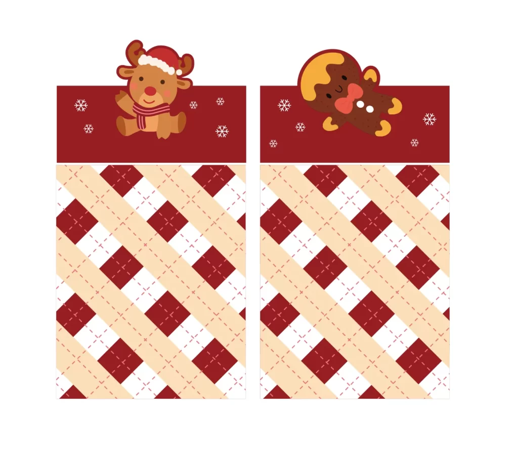 Merry Christmas deer gingerbread man vector background