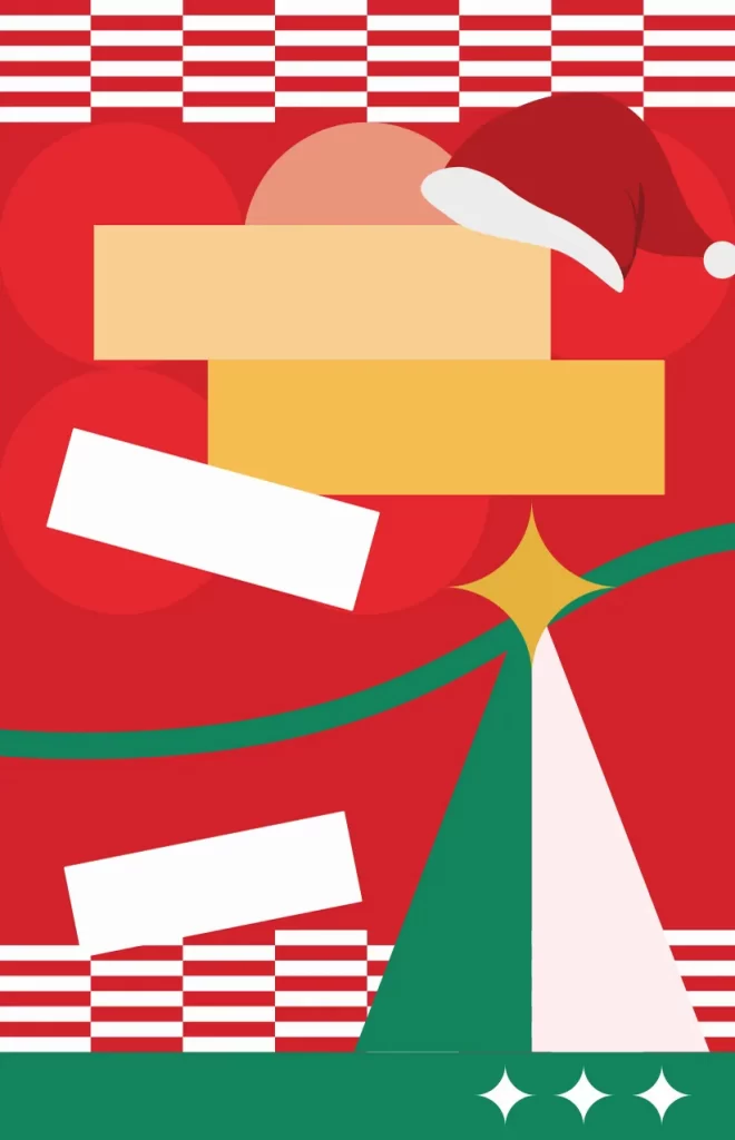 Merry Christmas tree Santa cartoon vector illustration background
