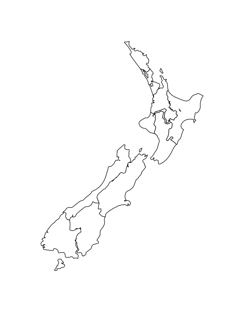 New Zealand map vector lines