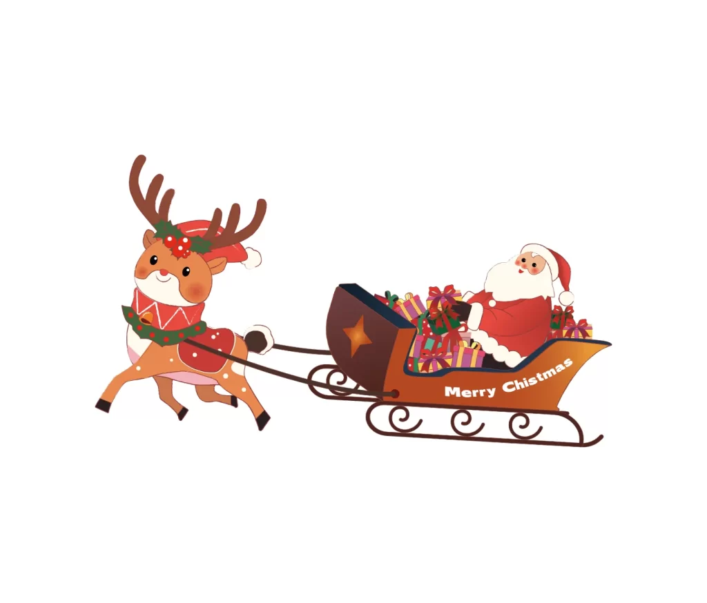 deer Santa Claus Father Christmas sleigh vector illustration