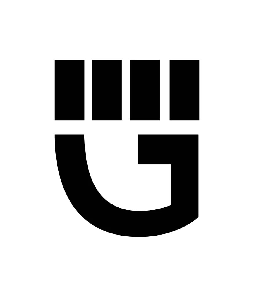 fist up letter G vector logo typography
